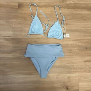 L Space Brittany Bikini Reversible Swimsuit Baby Blue 2 piece